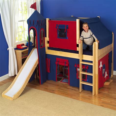 Maxtrix Kids King's Castle Low Loft Bed with Slide