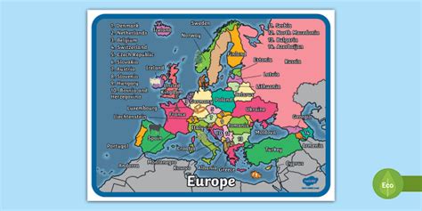 Labeled Map of Europe for Kids | Twinkl Resources USA