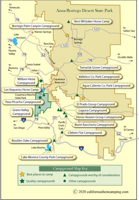 Campground Map of Anza-Borrego Desert State Park