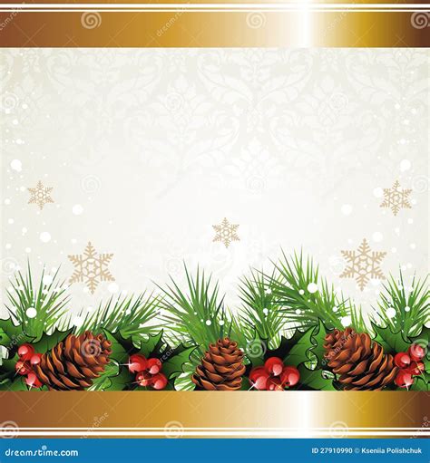 Christmas Wreath Background Stock Vector - Illustration of pine, holly ...