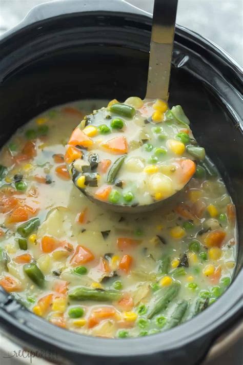 Slow Cooker Creamy Vegetable Soup with RECIPE VIDEO