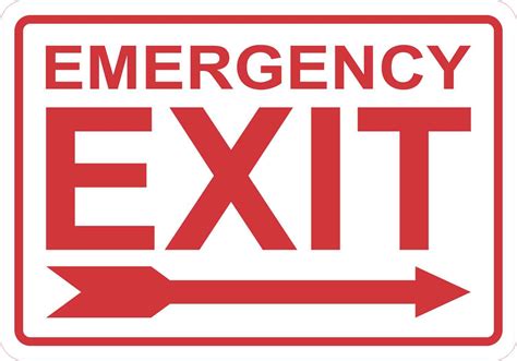 10in x 7in Right Arrow Emergency Exit Sticker Vinyl Business Sign Decal