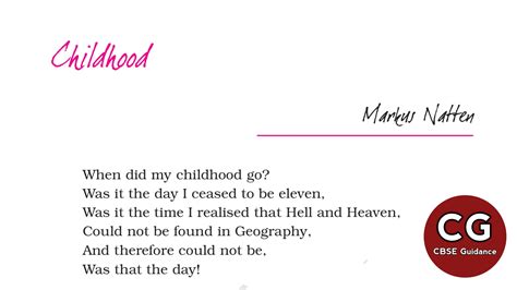 Childhood Class 11 English Notes - CBSE Guidance