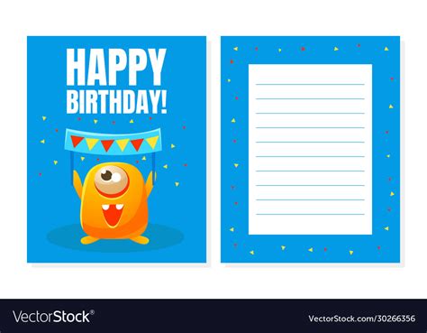 Happy birthday banner template with cute funny Vector Image