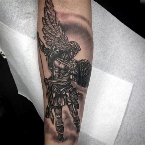 Beautiful Winged Guardian Angel Tattoo Male Forearms Small Angel Tattoo ...