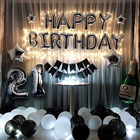 Buy 21st Birthday Party Decorations Kit Black and Silver 21st Birthday ...