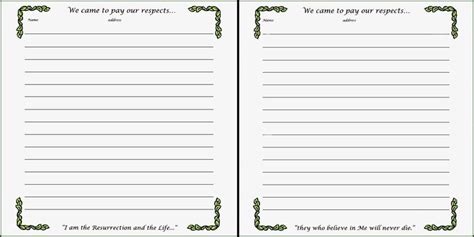 Free Printable Funeral Guest Book Template - Printable Templates