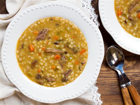 Mushroom Barley Soup with Flanken - Hearty Beef Soup Recipe