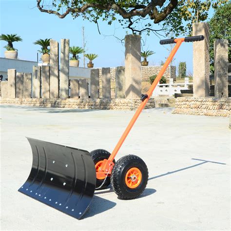 29 Inch Wheeled Snow Shovel Adjustable Height Multi-angle Snow Pusher ...