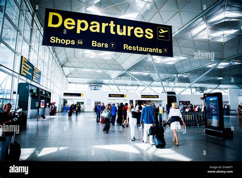 Departure area at London Stansted Airport, UK Stock Photo, Royalty Free ...