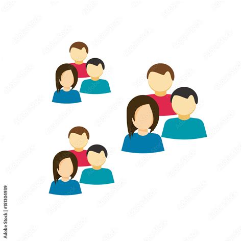 People icon vector, flat cartoon style group of people, idea of team ...