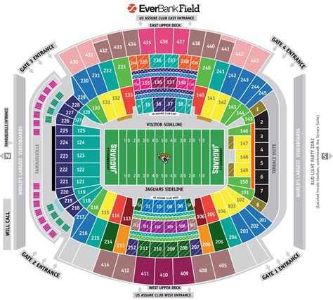 Everbank field seating map - Everbank field stadium map (Florida - USA)