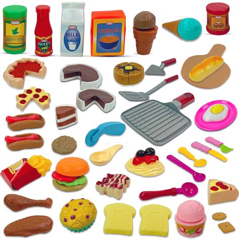 Buy Kids Deluxe 50-Piece Kids Pretend Play Food Set with Kitchen Tools ...