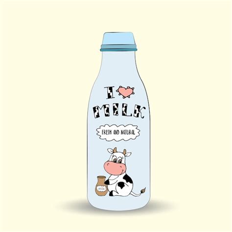 Premium Vector | Doodle bottle of milk and cute cow label isolated ...