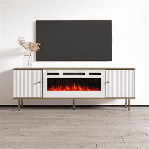 Camelia WH-EF Fireplace TV Stand for TVs up to 70", Mid-Century Modern ...