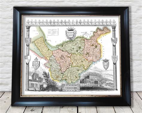 CHESHIRE 1837 Reproduction Vintage County Map by Thomas Moule 1837 ...