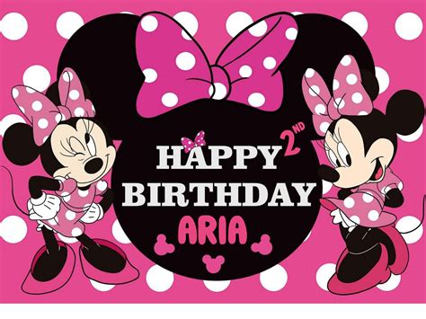 Personalized Minnie Mouse Large Happy Birthday Banner 5x3ft 7B8