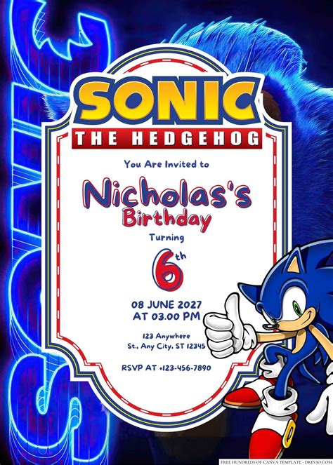 Free Editable Sonic the Hedgehog Birthday Invitation | Download ...