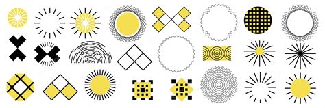 Premium Vector | Set of geometric abstract shapes yellow and black