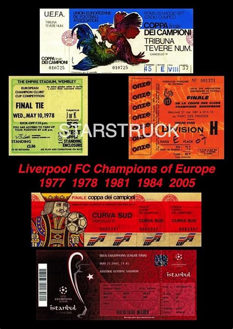 Liverpool FC 1977 1978 1981 1984 2005 European Cup Finals Champions ...