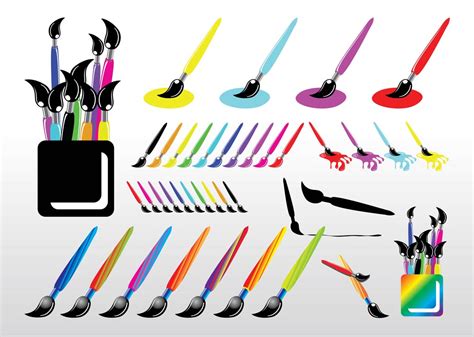 Paint Brush Set Vector Art & Graphics | freevector.com