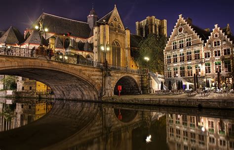 🔥 Free Download Desktop Wallpaper Cities Belgium Bridge Bruges Night ...