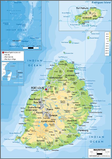 Mauritius Map (Physical) - Worldometer