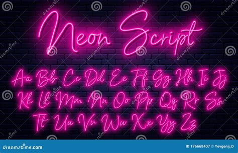 Neon Red Script Alphabet. Glowing Cursive Font With Letters, Numbers ...