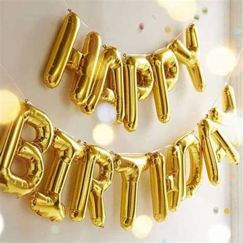 Happy Birthday Letter Balloons Gold | EnFete