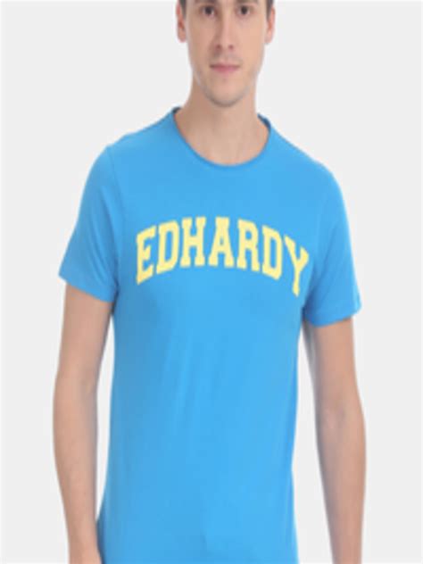 Buy Ed Hardy Men Blue Printed Round Neck Pure Cotton T Shirt - Tshirts ...