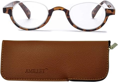 AMILLET Half Moon Reading Glasses,Half Frame Readers with Spring Hinge ...