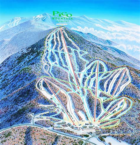 Pico Mountain Trail Map • Piste Map • Panoramic Mountain Map