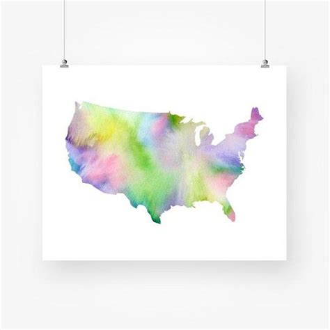 Usa Map Watercolor Printable United States Map of Us Blue - Etsy ...