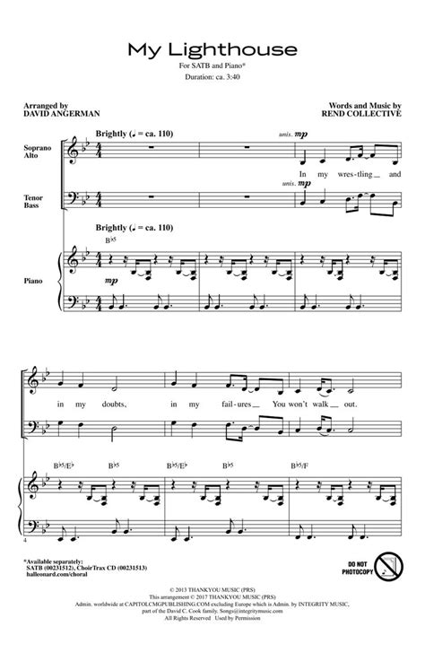 Rend Collective 'My Lighthouse' Sheet Music and Printable PDF Music ...