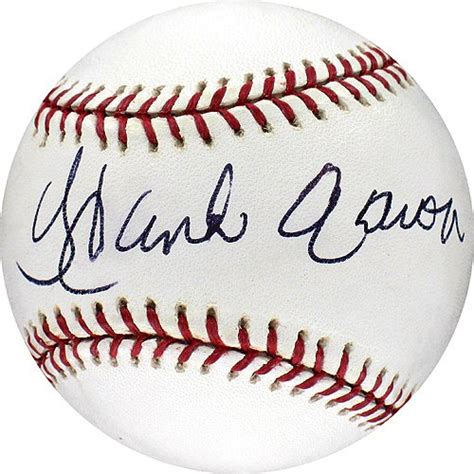 Hank Aaron Autographed MLB Baseball Signed in Black