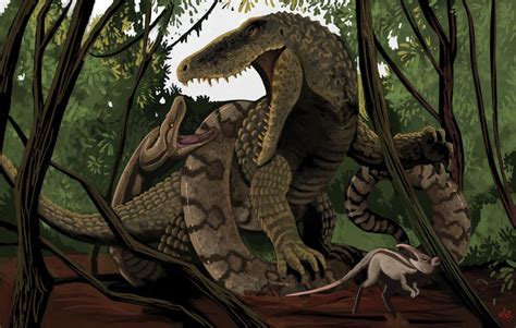 Dentaneosuchus vs Palaeopython by HodariNundu on DeviantArt