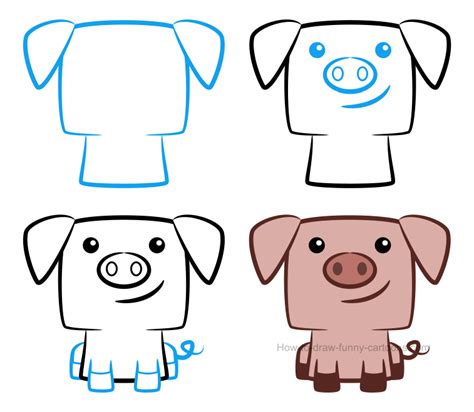 How To Draw Farm Animals Made From Cute Basic Shapes | Farm animal ...