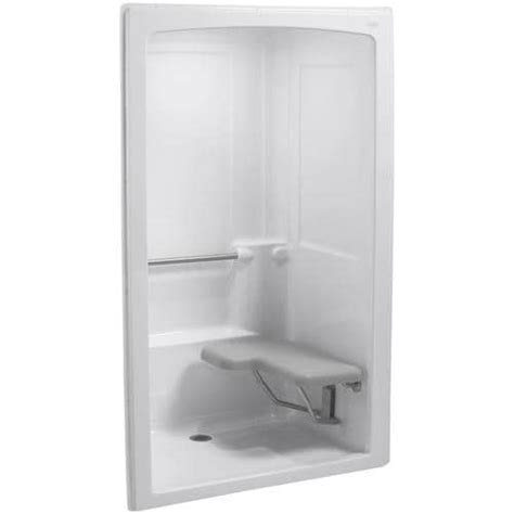 KOHLER Freewill White Acrylic One-Piece Shower with Integrated Seat ...