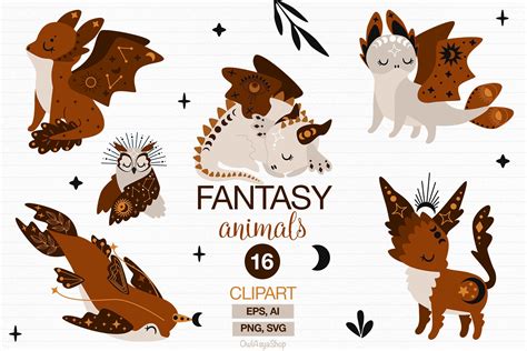 Fantasy Animals, Magic Set Graphic by owlasyashop · Creative Fabrica