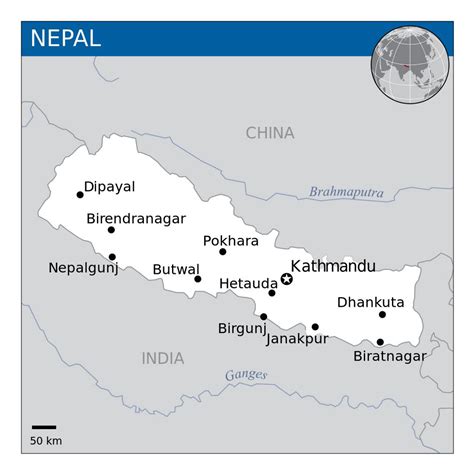 Map of Nepal with major cities | Nepal | Asia | Mapsland | Maps of the ...