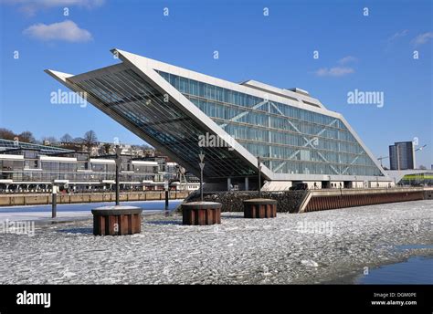 Dockland office building shaped like a ship, in the port of Hamburg in ...