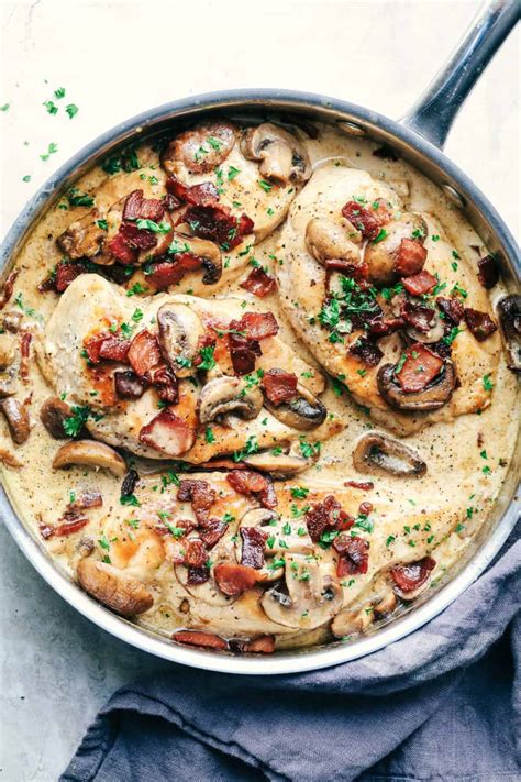 Creamy Balsamic Mushroom Bacon Chicken - Recipe Ocean