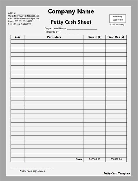 Petty Cash Template | Free Printable Word Templates,