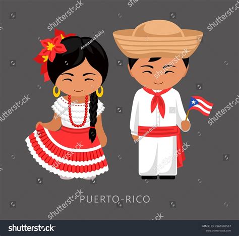 Woman Man Puertorico National Costume Puerto Stock Vector (Royalty Free ...