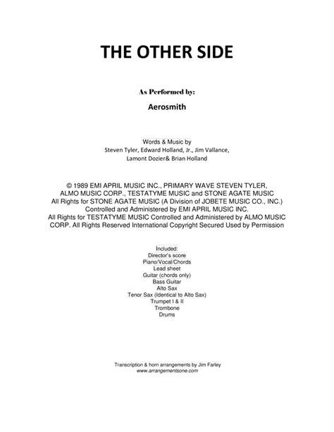 The Other Side (arr. Jim Farley www.arrangementsone.com) by Aerosmith ...