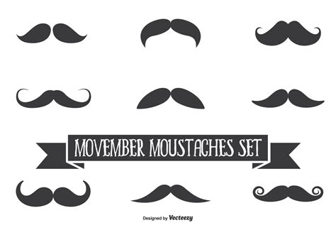 Movember Vector Moustache Set - Download Free Vector Art, Stock ...