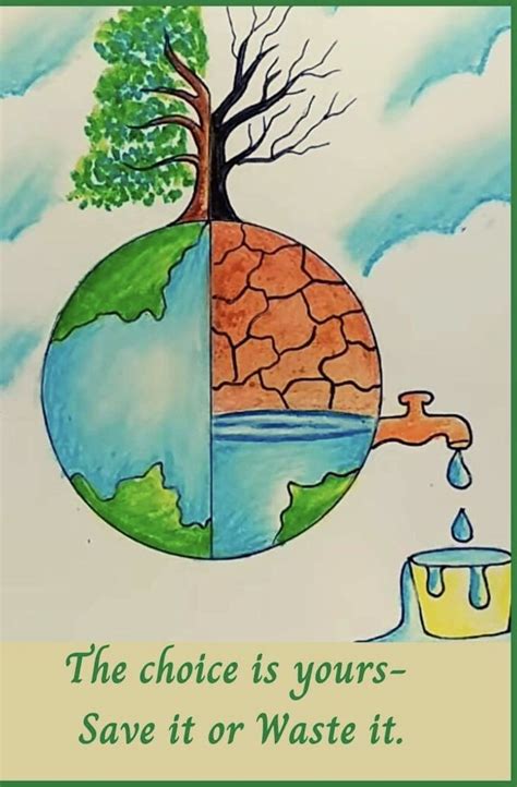 Poster with Slogan for save water | Save water poster drawing, Earth ...