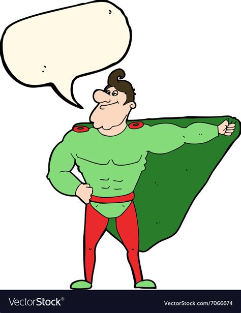 Funny cartoon superhero with speech bubble Vector Image