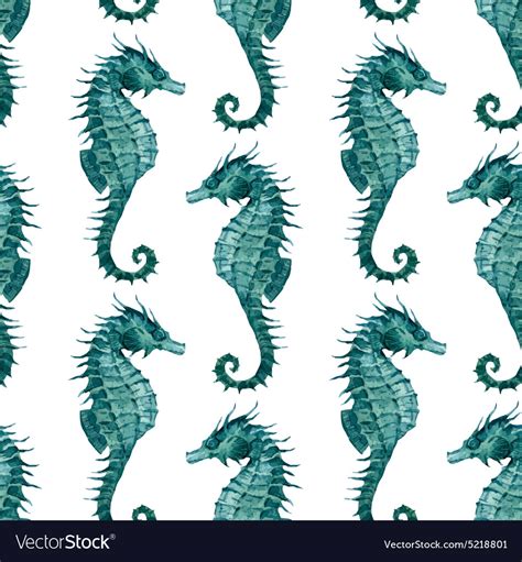 Watercolor seahorse pattern Royalty Free Vector Image