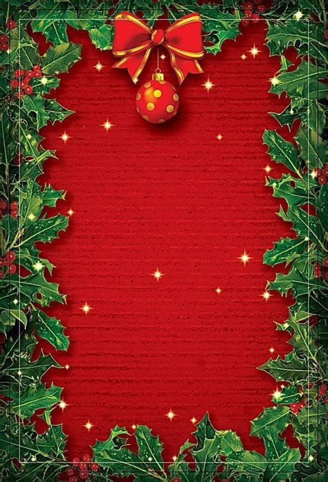 Red Christmas Background with Holly and Bells